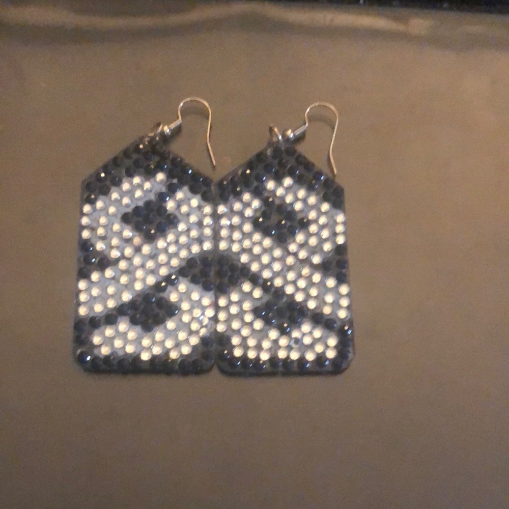 Black and White Beaded Earrings